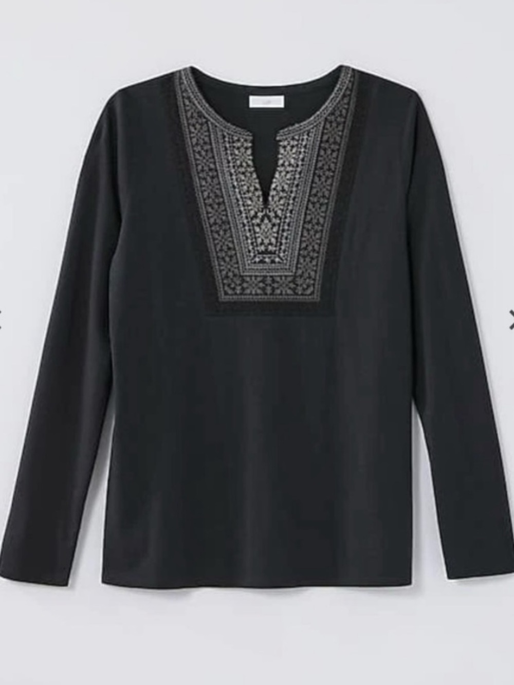 J Jill Fair Isle Embroidered Long Sleeve Top